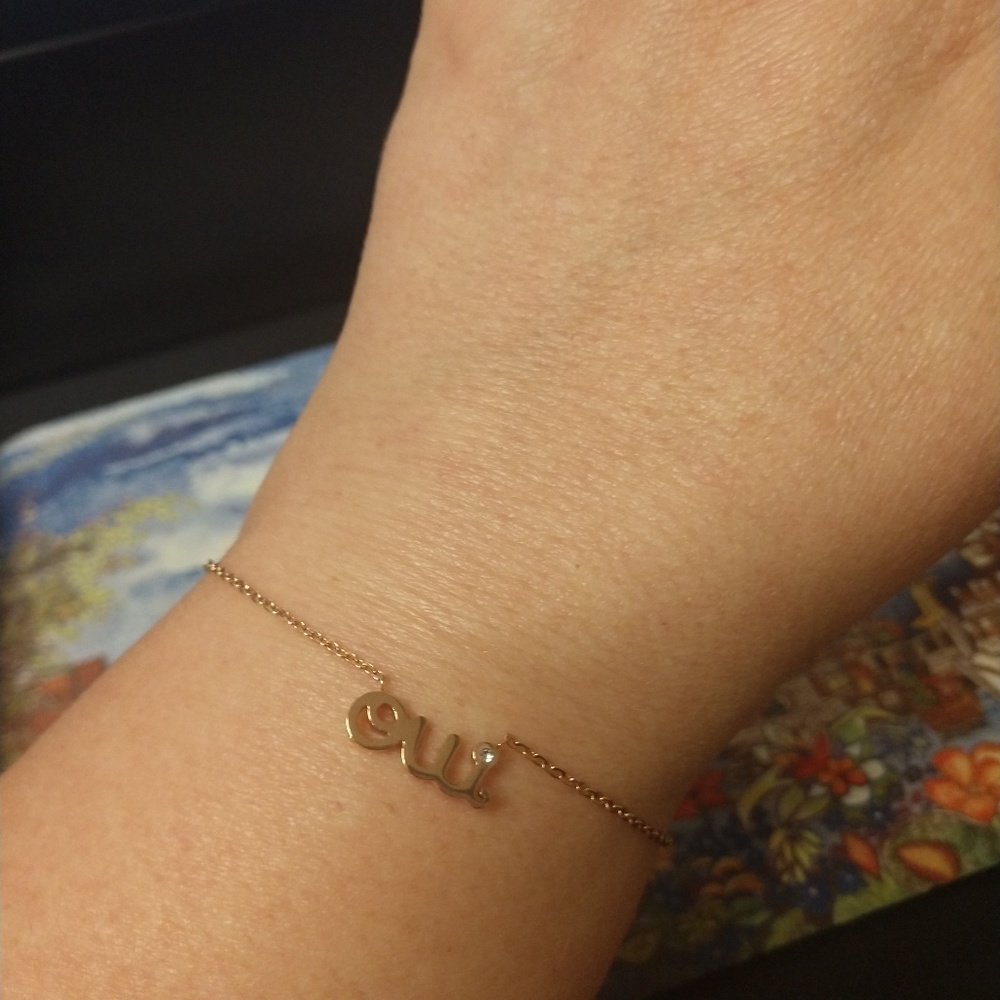 Rose gold plated "oui" bracelet- stacking